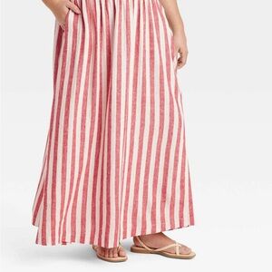 Women’s 3X Ava & Viv Red and White Striped A-Line Skirt